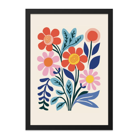 Colorful Floral Wall Art, Retro Flower Print, Modern Botanical Decor, Flower Bouquet Illustration, Trendy Wall Decor, Home Decor - Tawshia
