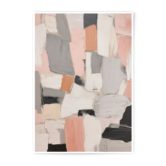Abstract Blocks Photographic Print, Modern Wall Art, Neutral Tone Art, Pink Gray Decor, Living Room Art, Contemporary Art Print - Tawshia