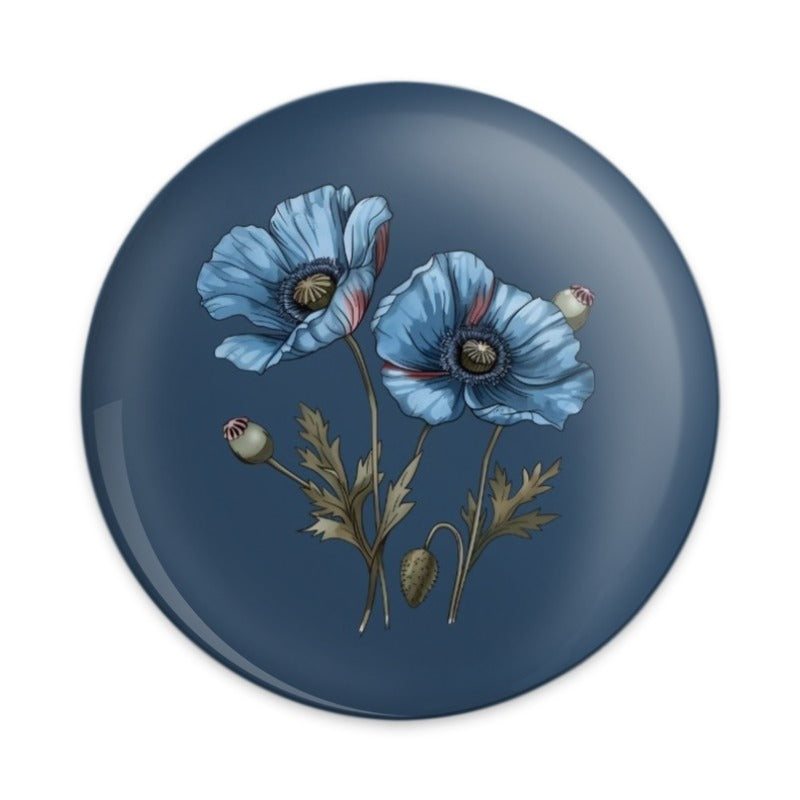 Blue Poppy Pinback Button, Floral Badge, Flower Power Accessory, Unique Botanical Design, Indie Aesthetic, Lapel Pin, Gift Idea - Tawshia