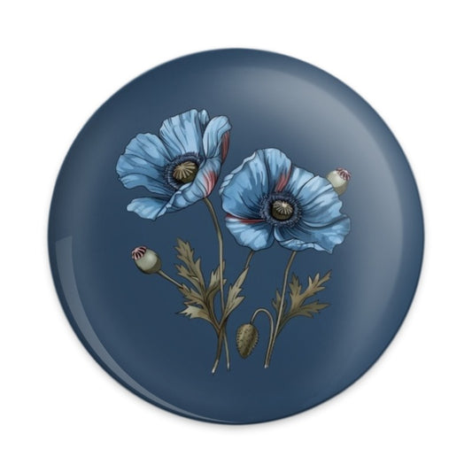 Blue Poppy Pinback Button, Floral Badge, Flower Power Accessory, Unique Botanical Design, Indie Aesthetic, Lapel Pin, Gift Idea - Tawshia