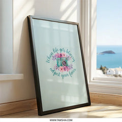 Camera Wall Art Print, Floral Photography Poster, Blurry Life Quote, Inspirational Decor, Focus Wall Hanging, Home Office, Gift for - Tawshia