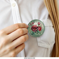 Rose Bouquet Pinback Button, Floral Pinback Button, Botanical Art Pin, Wedding Favor, Gift for Her, Flower Lover, Unique Accessories - Tawshia