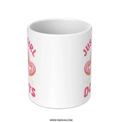 Just A Girl Who Loves Donuts Mug, Cute Donut Lover Gift, Pink Donut Heart Mug, Sweet Treat Gift, Donut Addict Present - Tawshia