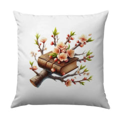 Book Pillow, Floral Pillow, Tree Branch Pillow, Unique Home Decor Pillow, Spring Blossom Pillow, Reading Nook Pillow, Literary Gift Pillow - Tawshia