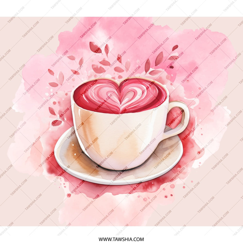 Heart Latte Art BackPack, Coffee Lover Gift, Pink Watercolor Design, Cute Beverage Backpack, Stylish Everyday Bag, School College Bookbag - Tawshia