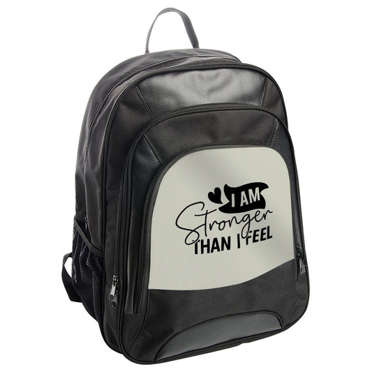 Stronger Than I Feel BackPack, Motivational BackPack, Inspirational Saying, Black and White BackPack, School BackPack, Everyday BackPack - Tawshia