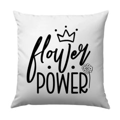Flower Power Pillow, Floral Throw Pillow, Crown Design Pillow, Motivational Quote Decor, Decorative Cushion, Home Decor Accent, Unique Gift - Tawshia