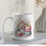 Easter Macaron Mug, Spring Floral Coffee Mug, Macaron Flowers Cup, Easter Egg Mug, Colorful Spring Gift Idea, Dessert Theme Mug - Tawshia