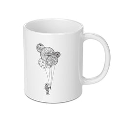 Space Astronaut with Floating Planet Balloons mug product