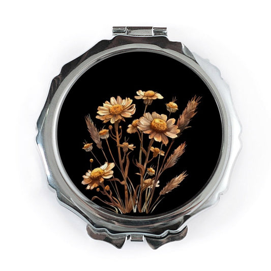 Floral Pocket Mirror, Daisy Flower Mirror, Decorative Mirror, Cosmetic Mirror, Purse Mirror, Gift for Her, Flower Art - Tawshia