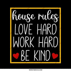 House Rules Pinback Button, Love Hard Work Hard Button, Be Kind Pin, Positive Affirmation Button, Inspirational Quote Pin Button - Tawshia