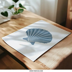 Blue Seashell Photographic Print, Coastal Wall Decor, Beach House Art, Ocean Shell Art, Nautical Print, Summer Decor - Tawshia