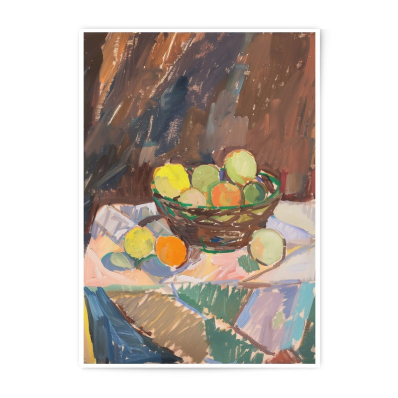 Still Life Photographic Print, Fruit Basket Art Print, Impressionistic Kitchen Decor, Vibrant Fruit Still Life, Unique Home Decor - Tawshia