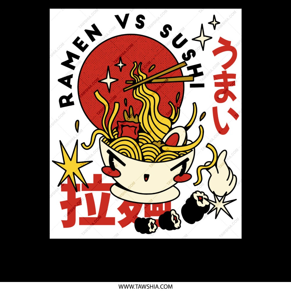Ramen vs Sushi Graphic Design Trendy Art product type