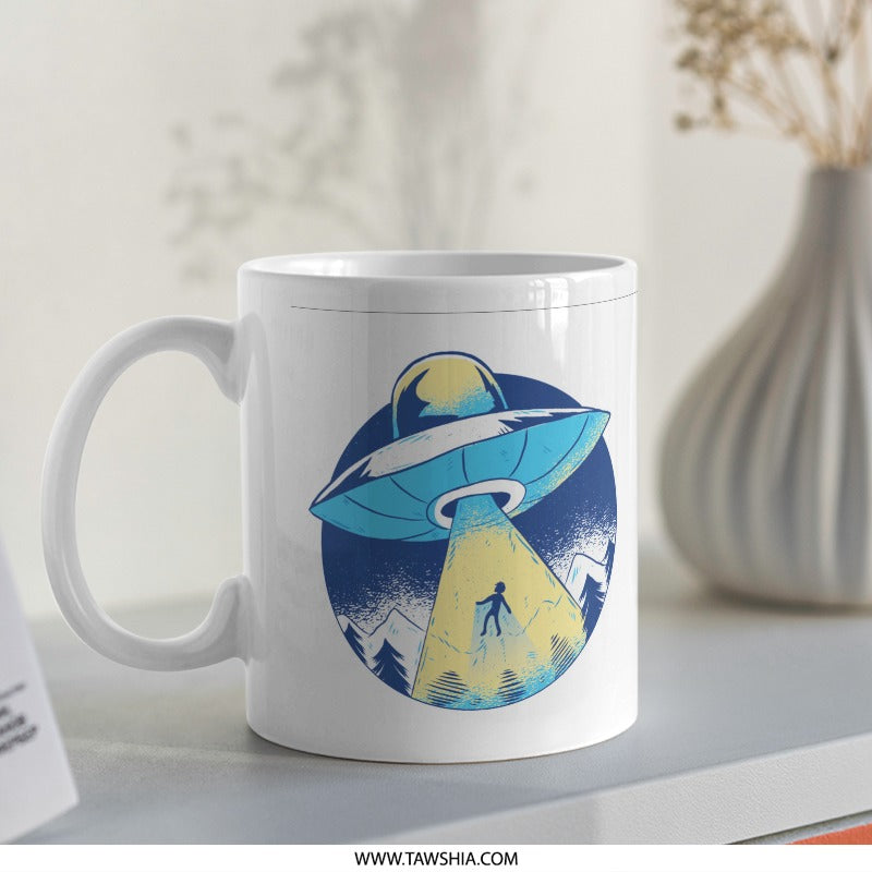 UFO Abduction Scene Mug Unique Alien Coffee Cup product