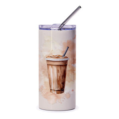 Iced Coffee Tumbler, Watercolor Frappe Cup, Aesthetic Beverage Tumbler, Cold Drink Lover Gift, Coffee Lover Tumbler, Stylish Coffee Tumbler - Tawshia