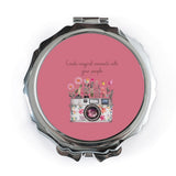 Floral Camera Pocket Mirror, Inspirational Quote Mirror, Magical Moments Gift, Travel Mirror, Cute Compact Mirror, Purse Mirror - Tawshia