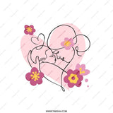 Mother and Child Pillow, Floral Heart Art Pillow, Mother's Love Gift Pillow, Minimalist Line Art Pillow, Home Decor Accent - Tawshia