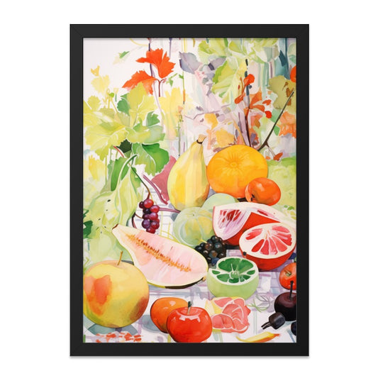 Watercolor Still Life Wall Art, Fruits and Flowers Painting Print, Kitchen Decor, Colorful Art Print, Vibrant Wall Decor, Fruit Bowl Art - Tawshia