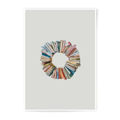 Books Wreath Photographic Prints, Academic Decor, Book Lover Gift, Literary Art, Library Wall Art, Colorful Book Photo, Circle of Books - Tawshia
