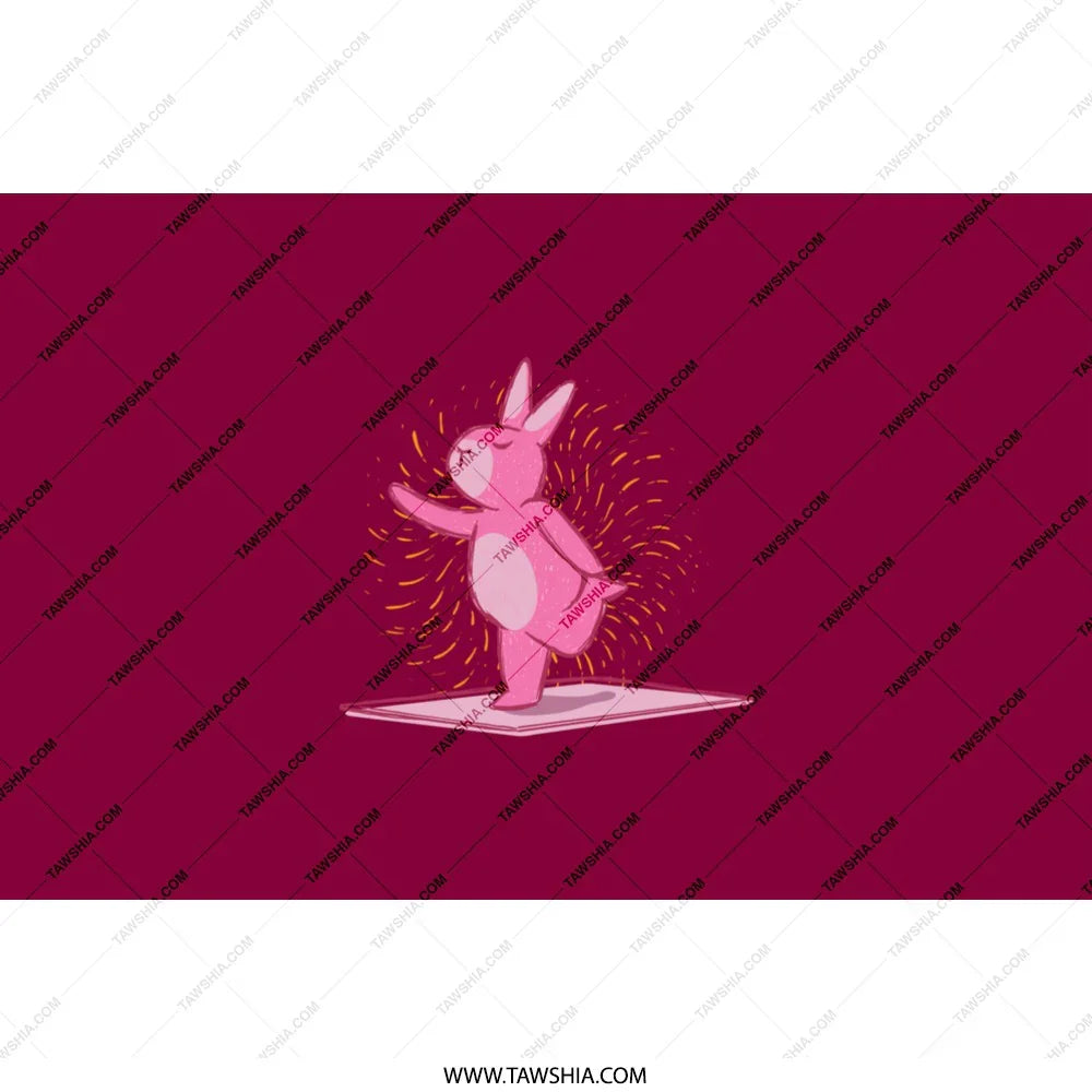 Adorable Pink Bunny Graphic on Maroon product