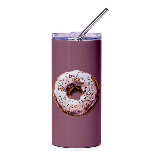 Donut Sprinkles Tumbler, Foodie Gift, Sweet Treat Tumbler, Dessert Lover, Gift for Baker, Stainless Steel Cup, Novelty Donut Tumbler - Tawshia