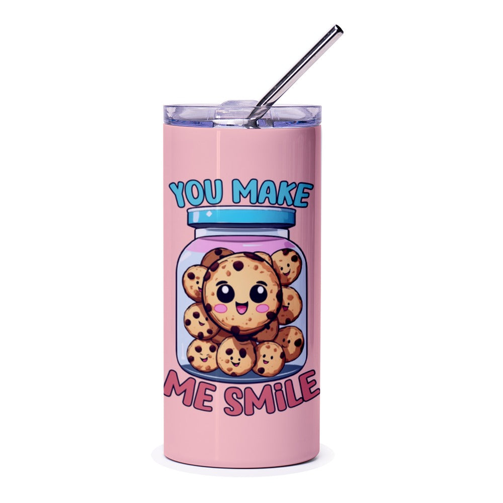 You Make Me Smile Tumbler, Cute Cookies, Kawaii Design, Funny Food Tumbler, Gift for Friend, Unique Tumbler, Travel Mug, Coffee Tumbler - Tawshia