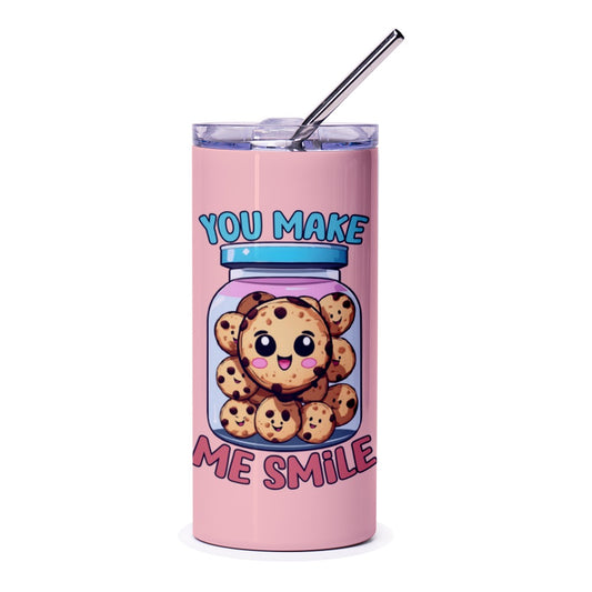 You Make Me Smile Tumbler, Cute Cookies, Kawaii Design, Funny Food Tumbler, Gift for Friend, Unique Tumbler, Travel Mug, Coffee Tumbler - Tawshia