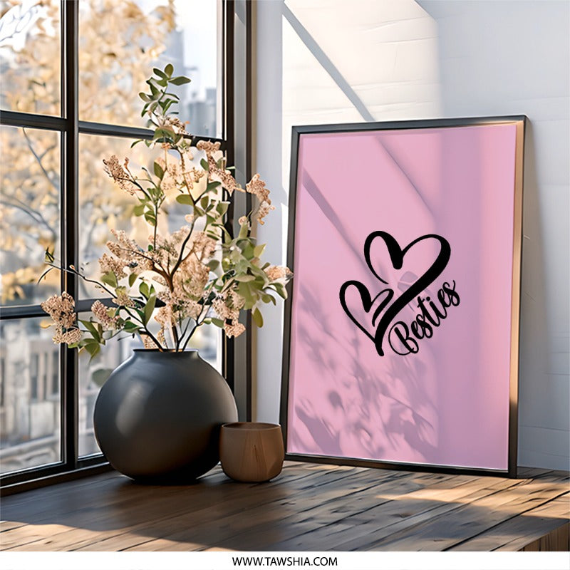 Besties Wall Art, Best Friends Decor, BFF Gift Idea, Friendship Quote Print, Girly Room Art, Modern Home Decor, Sister Gift, Cute Artwork - Tawshia