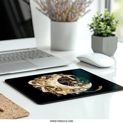 Crescent Moon Mouse Pad, Floral Design, Celestial Decor, Home Office Accessory, Unique Gift Idea - Tawshia