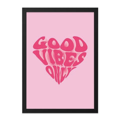 Good Vibes Only Wall Art, Pink Heart Print, Trendy Wall Decor, Positive Energy Poster, Home Decor, Aesthetic Room Decor, Gift Idea - Tawshia