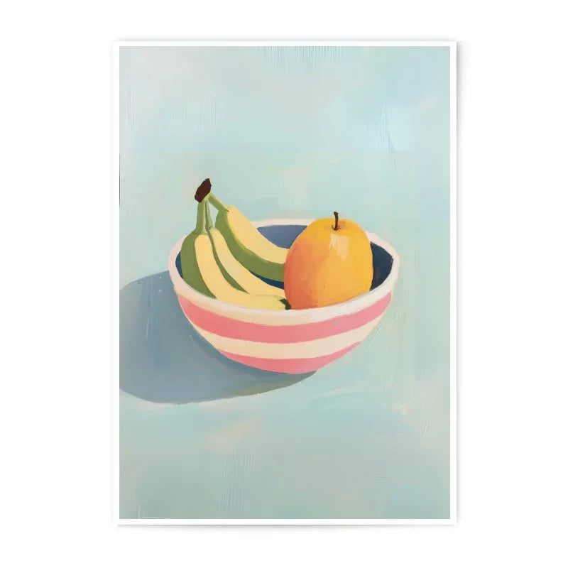 Fruit Bowl Photographic Print, Still Life Art Print, Kitchen Wall Art, Bananas, Peach, Modern Art, Fine Art Print, Home Decor - Tawshia