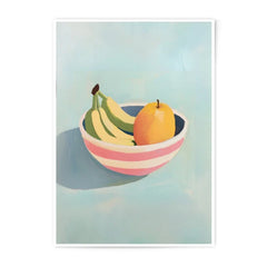 Fruit Bowl Photographic Print, Still Life Art Print, Kitchen Wall Art, Bananas, Peach, Modern Art, Fine Art Print, Home Decor - Tawshia