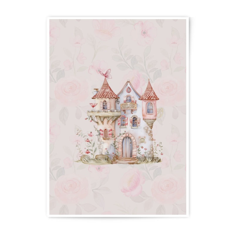 Fairy Tale Castle Photographic Print, Whimsical Art, Kids Room Decor, Fantasy Castle Art, Princess Castle Print, Pastel Home Decor - Tawshia