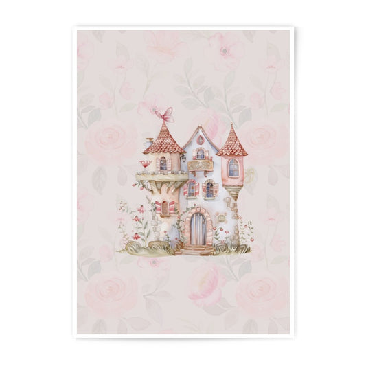 Fairy Tale Castle Photographic Print, Whimsical Art, Kids Room Decor, Fantasy Castle Art, Princess Castle Print, Pastel Home Decor - Tawshia