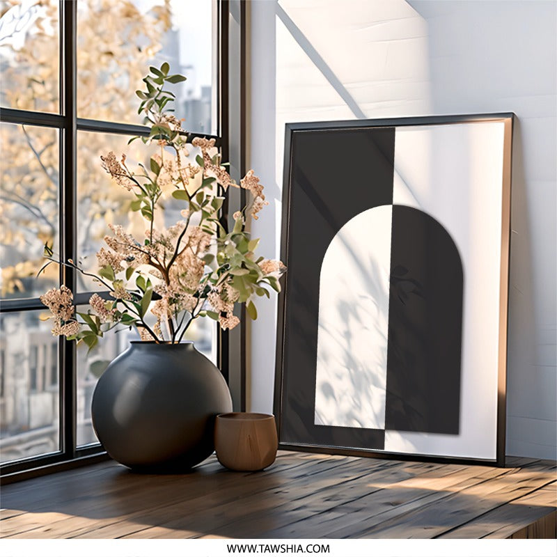 Modern Arch Wall Art, Geometric Print, Black and White Poster, Minimalist Art, Home Decor, Abstract Artwork, Gallery Wall - Tawshia