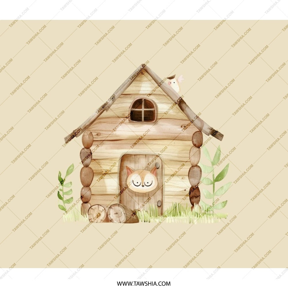Owl Log Cabin BackPack, Cute Animal Design, Forest Creature Style, Unique Travel Bag, Whimsical Backpack, Nature Lover Gift - Tawshia
