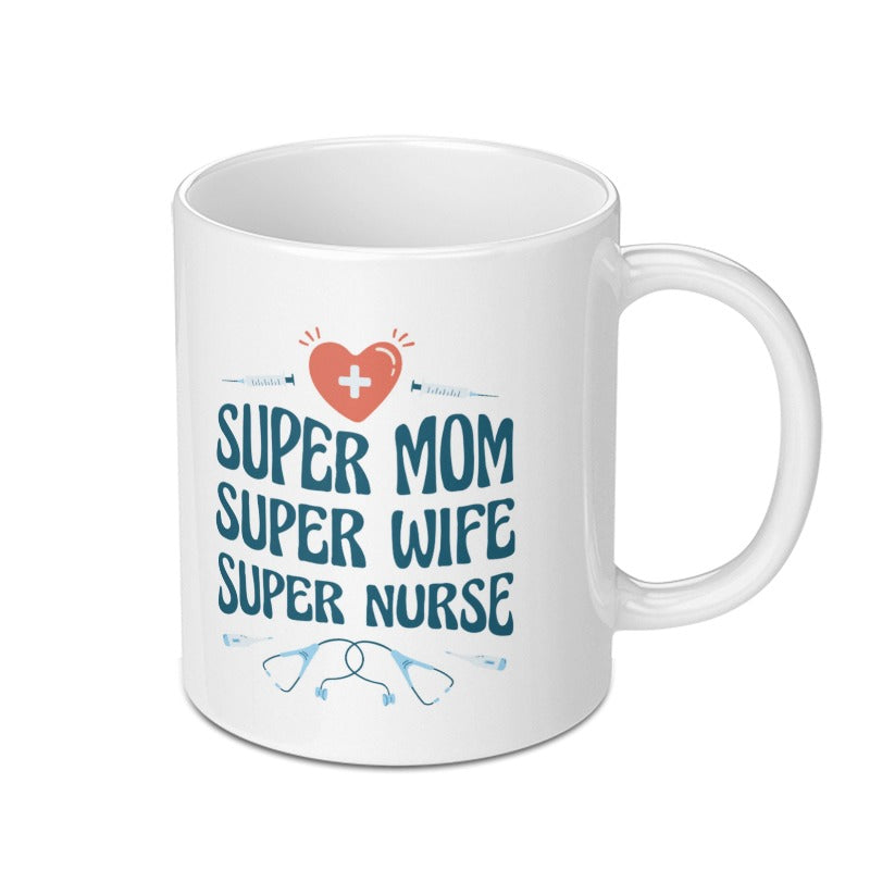 Super Mom Super Wife Super Nurse Heart Design Mug product