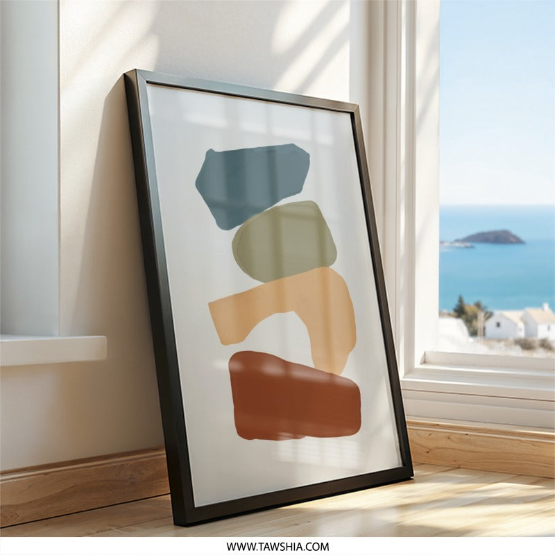 Abstract Stones Wall Art, Minimalist Home Decor, Contemporary Art Print, Modern Wall Decor, Unique Wall Hanging - Tawshia