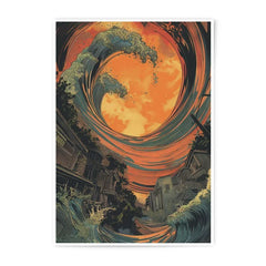 Giant Wave Photographic Print, Fantasy Art Print, Surreal Seascape, Japanese Inspired Artwork, Unique Wall Decor - Tawshia