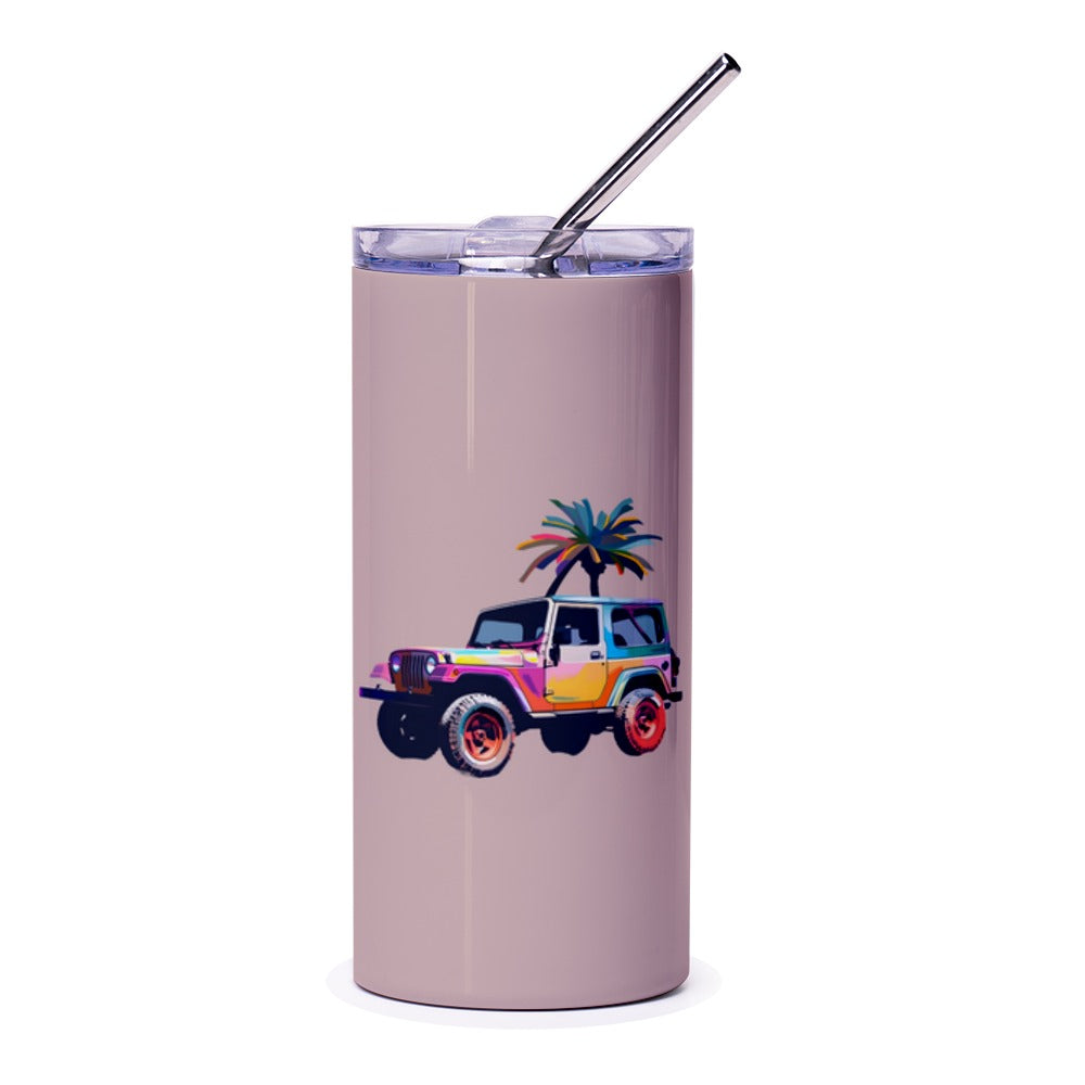 Jeep Tumbler, Tropical Palm Tree, Colorful Car Tumbler, Beach Vacation Travel, Summer Tumbler, Jeep Lover Gift, Car Tumbler, Travel Tumbler - Tawshia