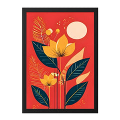 Floral Wall Art Print, Botanical Illustration, Modern Flower Art, Retro Style Plant Decor, Tropical Leaf Art Print, Home Decor Wall Art - Tawshia