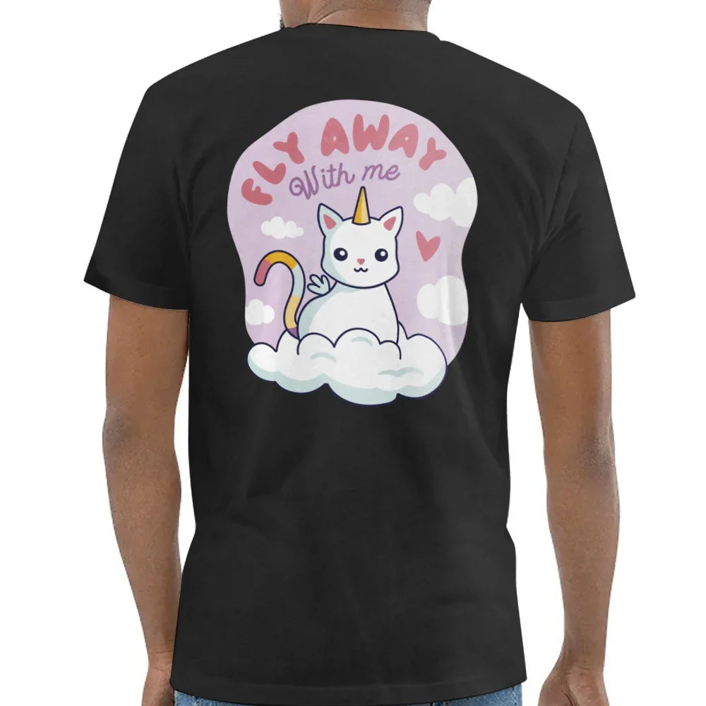 Fly Away With Me Unicorn Cat Graphic T Shirt product type