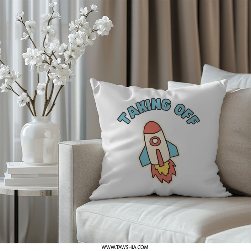Rocket Pillow, Taking Off Pillow, Space Pillow, Kids Room Decor, Nursery Pillow, Astronaut Gift, Rocket Ship Pillow, Outer Space Theme - Tawshia