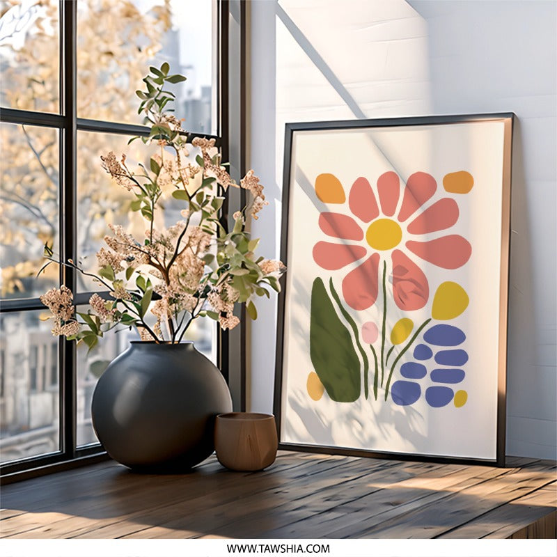 Floral Wall Art, Abstract Flower Print, Modern Art Poster, Botanical Wall Decor, Contemporary Art Print, Home Decor, Unique Wall Decor - Tawshia