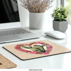 Cactus MousePad, Heart of Roses, Desert Flower Computer Mat, Botanical Desk Accessory, Unique Office Decor, Gift Idea - Tawshia