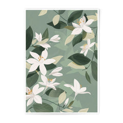 Floral Photographic Print, White Flower Art, Botanical Wall Decor, Green Leaf Print, Modern Home Decor, Floral Art Print, Botanical Print - Tawshia