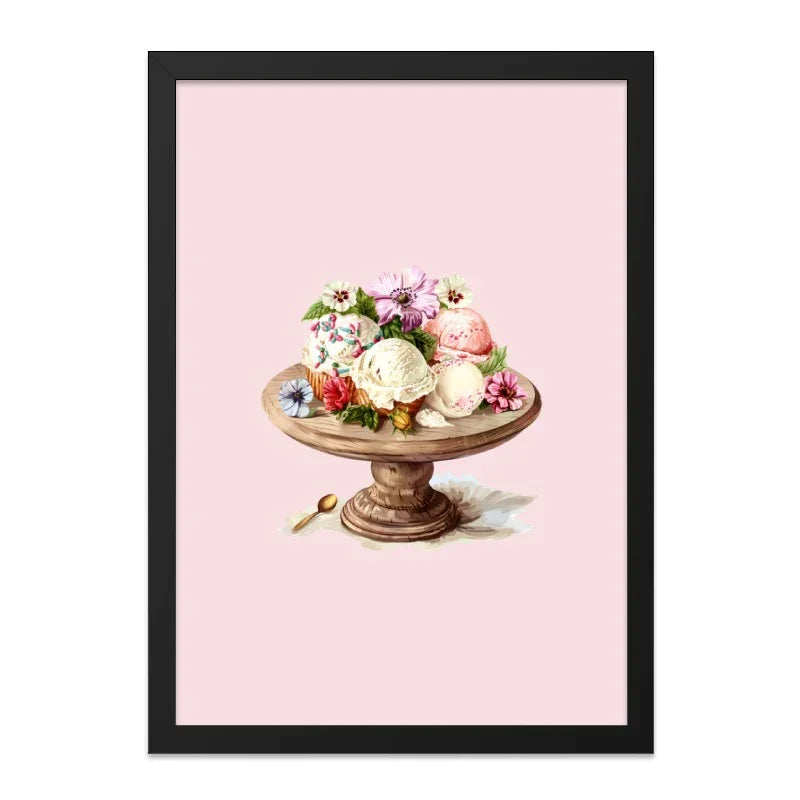 Ice Cream Wall Art, Dessert Print, Foodie Decor, Whimsical Kitchen Art, Sweet Treat Illustration, Home Decor, Gift Idea - Tawshia