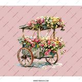 Floral Cart BackPack, Flower Wagon BackPack, Garden Blooms BackPack, Travel Backpack, School Bag, Stylish Bookbag, Trendy Backpack, Cute - Tawshia