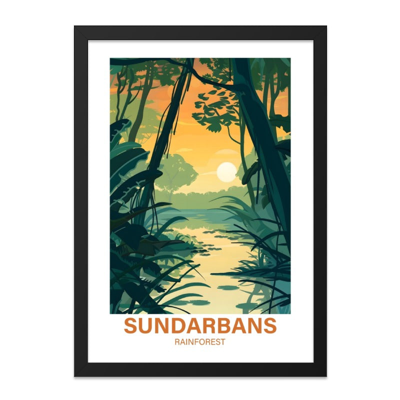 Sundarbans Rainforest Wall Art, Tropical Landscape Print, Nature Illustration, Home Decor, Jungle Scenery, Modern Wall Decor - Tawshia